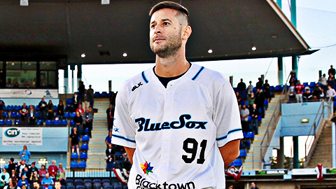 Alex Maestri con la casacca dei Blue Sox